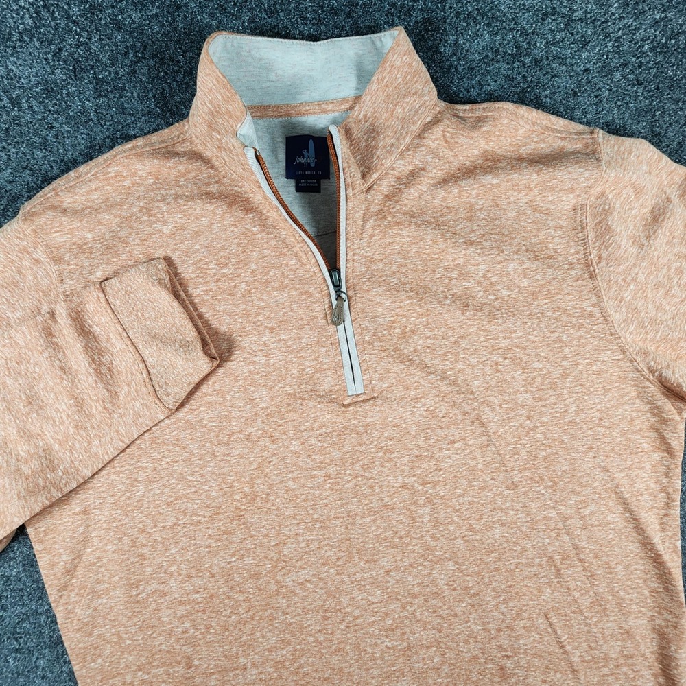 Johnnie-O Sully Quarter Zip Pullover Mens Medium Brick Heather Orange JMKO1460